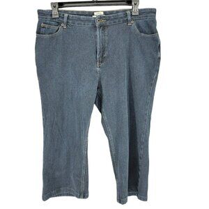 LL Bean Womens Jeans 16 Crop Dark Wash High Rise Super Stretch Classic Fit 36x20